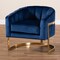 Baxton Studio Tomasso Blue Velvet Upholstered Gold-Finished Lounge Chair 152-9264 - alternate 3